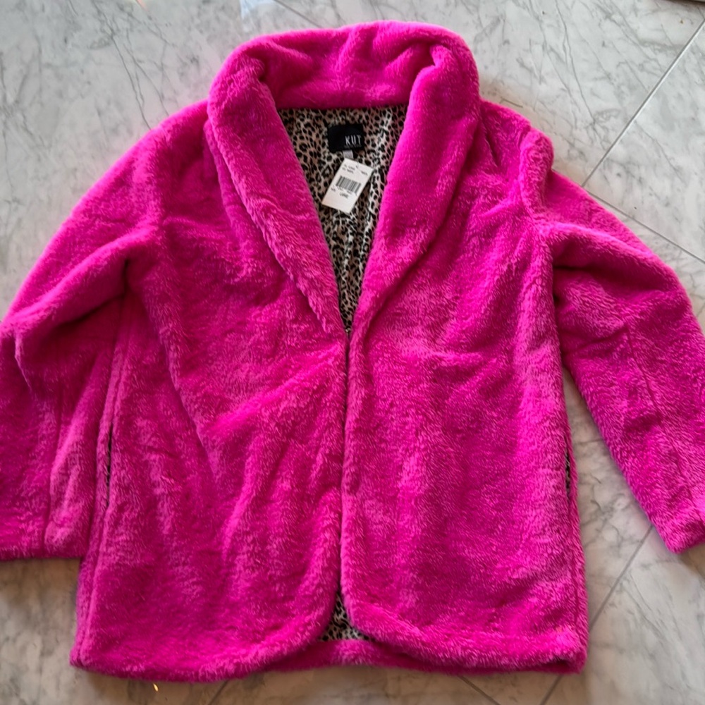Kut from the Cloth pink faux fur coat NWT large